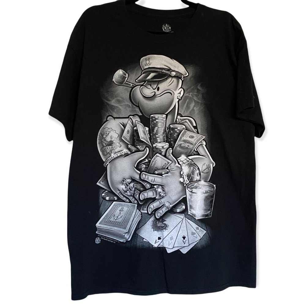 King Features Syndicate Black Popeye T-Shirt Men's Large